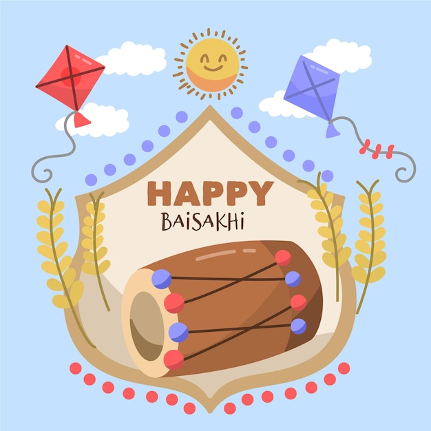 Free vector hand drawn baisakhi illustration