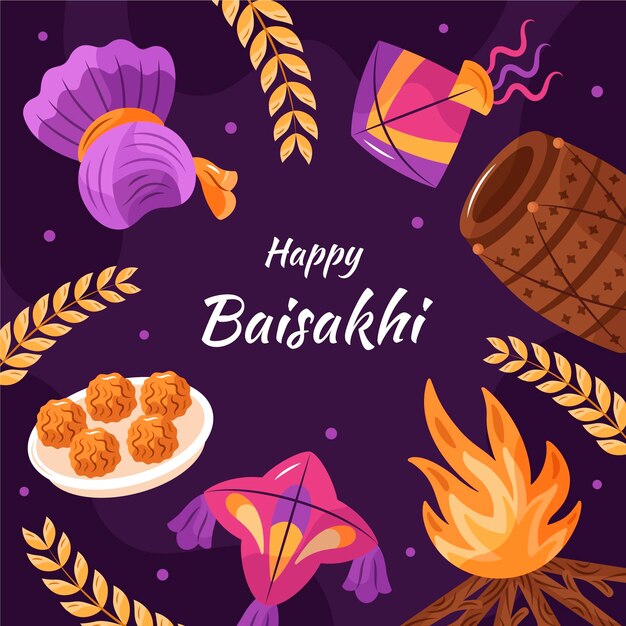 Hand drawn baisakhi illustration