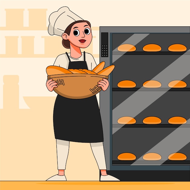 Free vector hand drawn baker cartoon illustration