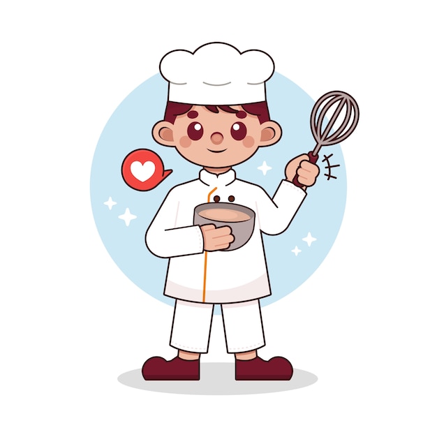 Нарисованная рукой иллюстрация шаржа пекаря