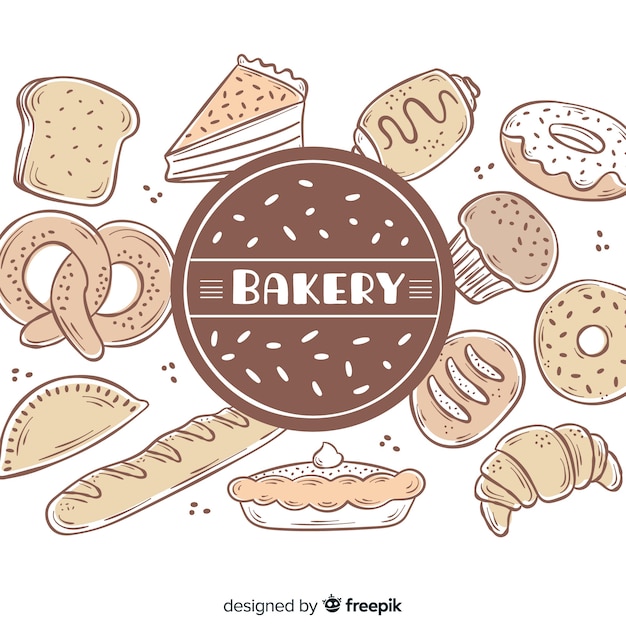 Free vector hand drawn bakery background