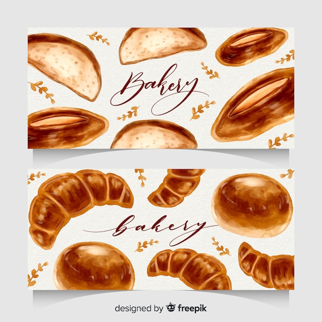 Free vector hand drawn bakery banners