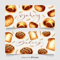 Free vector hand drawn bakery banners
