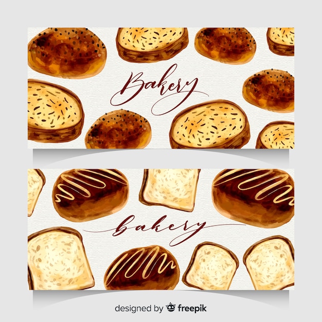 Free vector hand drawn bakery banners