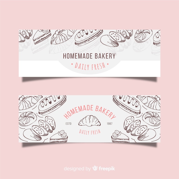 Hand drawn bakery banners