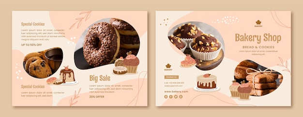 Free vector hand drawn bakery brochure design template