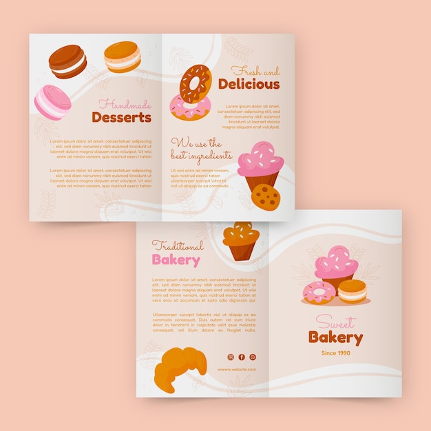 Hand drawn bakery brochure template