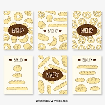 Hand drawn bakery card collection