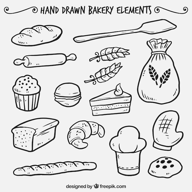 Hand drawn bakery elements