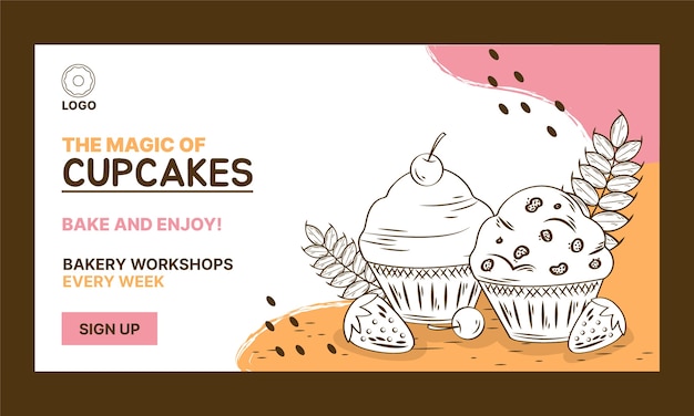 Hand drawn bakery  facebook ad design template
