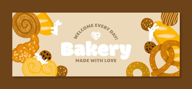 Free vector hand drawn bakery facebook cover design template