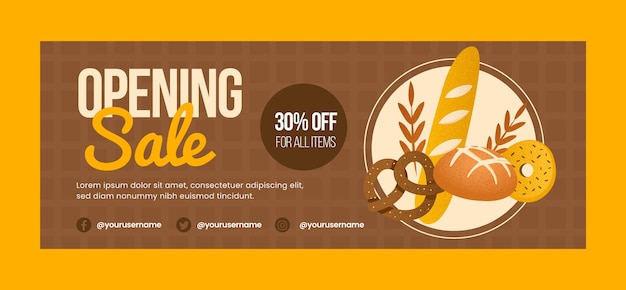 Free vector hand drawn bakery facebook cover template