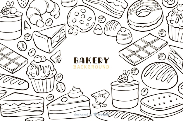 Free vector hand drawn bakery food background