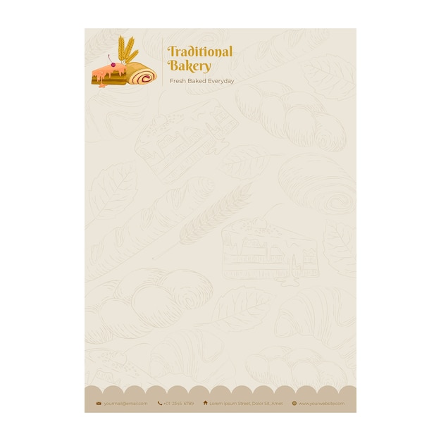 Hand drawn bakery letterhead template