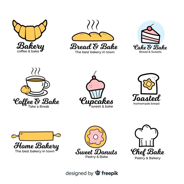 Hand drawn bakery logo template