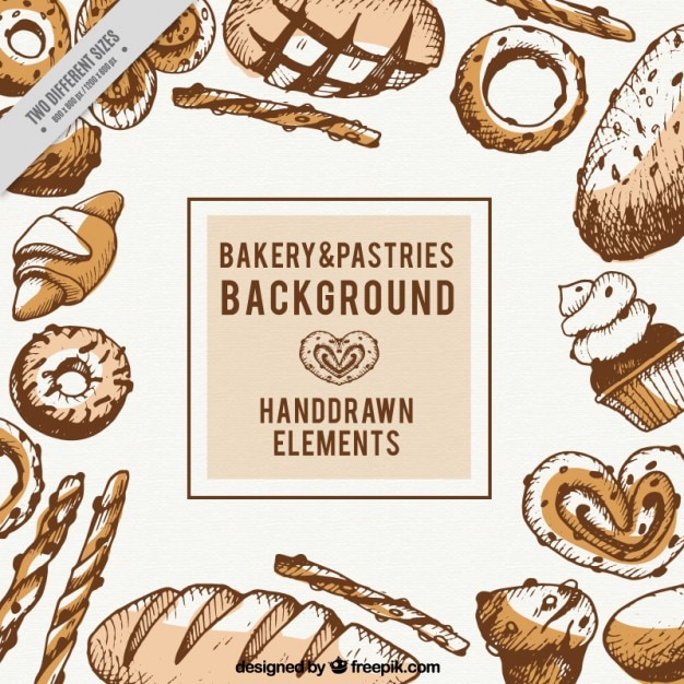 Free vector hand drawn bakery and pastries background