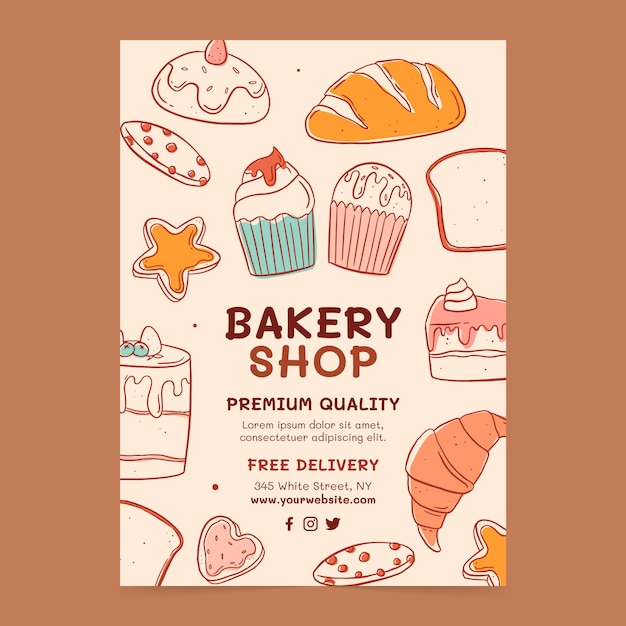 Hand drawn bakery poster template