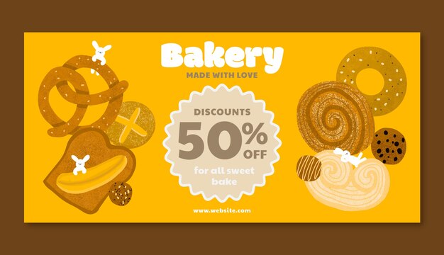 Free vector hand drawn bakery sale banner design template