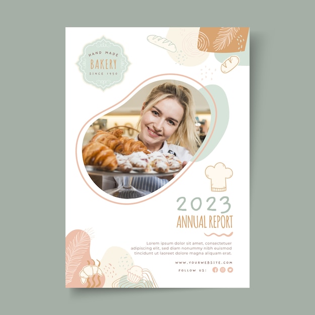 Free vector hand drawn bakery shop annual report template