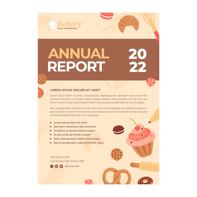 Free vector hand drawn bakery shop annual report