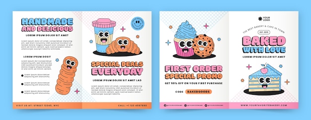 Hand drawn bakery shop brochure template