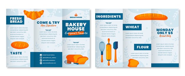 Hand drawn bakery shop brochure template