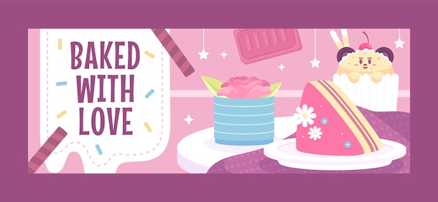 Free vector hand drawn bakery shop facebook cover template