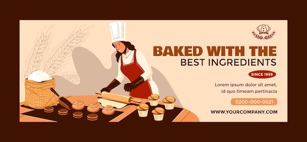 Hand drawn bakery shop facebook cover