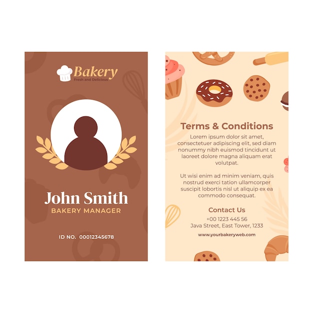 Free vector hand drawn bakery shop id card tmeplate