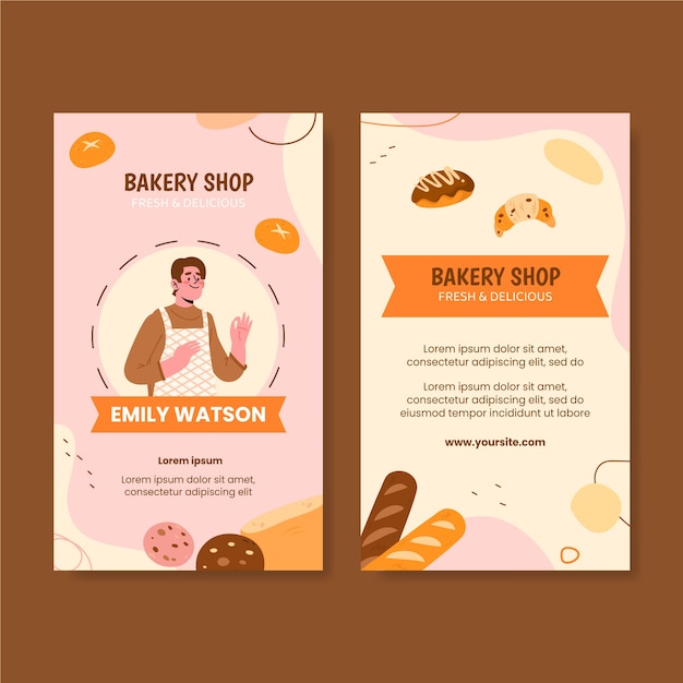 Free vector hand drawn bakery shop id card