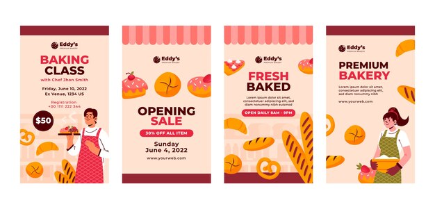 Hand drawn bakery shop instagram stories