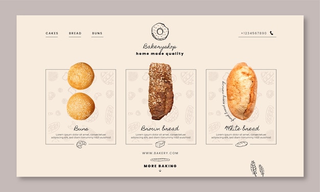 Free vector hand drawn bakery shop landing page