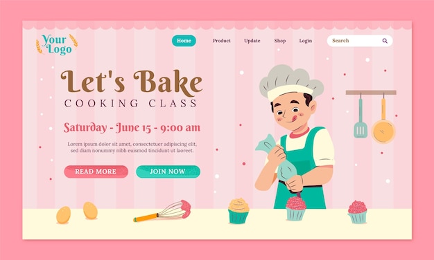 Hand drawn bakery shop landing page