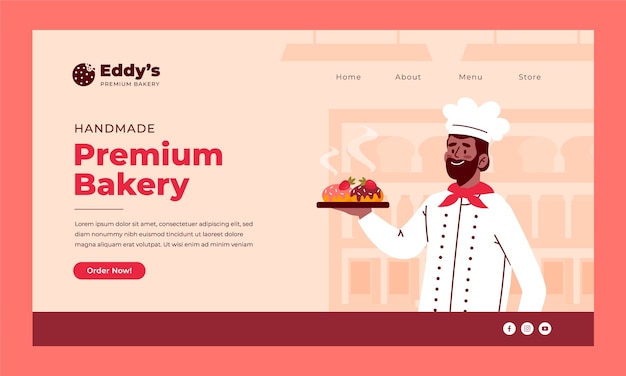 Free vector hand drawn bakery shop landing page