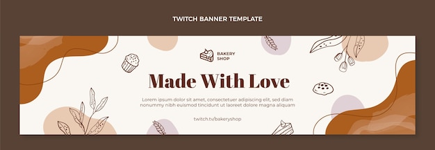 Free vector hand drawn bakery shop twitch banner