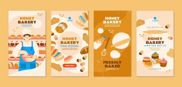 Free vector hand drawn bakery template design