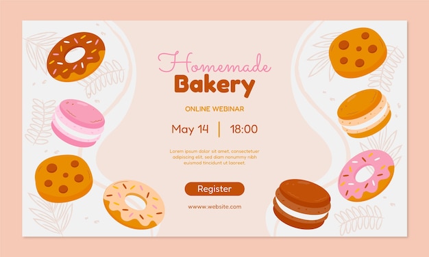 Free vector hand drawn bakery webinar template