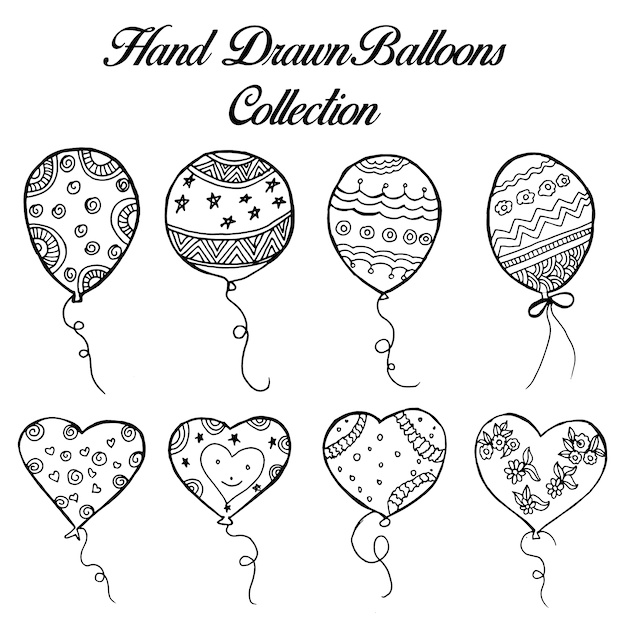 Коллекция рисованных воздушных шаров