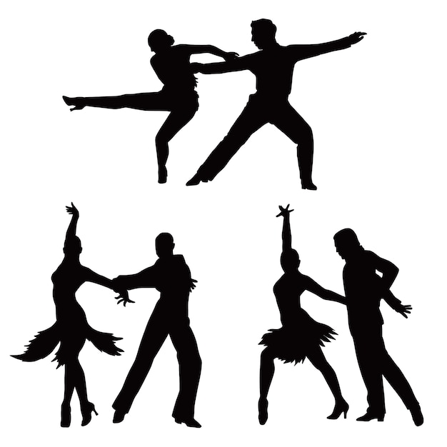 Бесплатное векторное изображение Ручно нарисованный силуэт бального танца