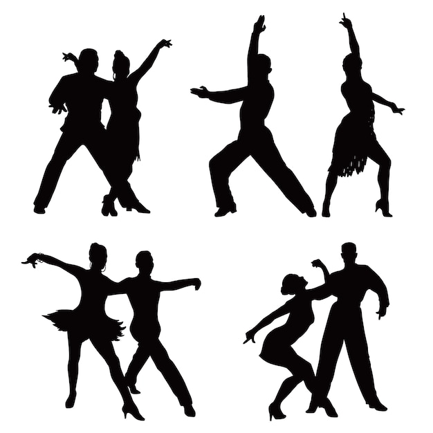 Silhouette di danza da sala da ballo disegnata a mano