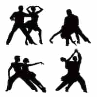 Vettore gratuito silhouette di danza da sala da ballo disegnata a mano