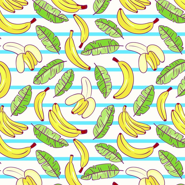 手描きバナナフルーツパターンデザイン