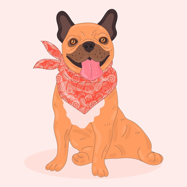 Vettore gratuito illustrazione del cane bandana disegnata a mano