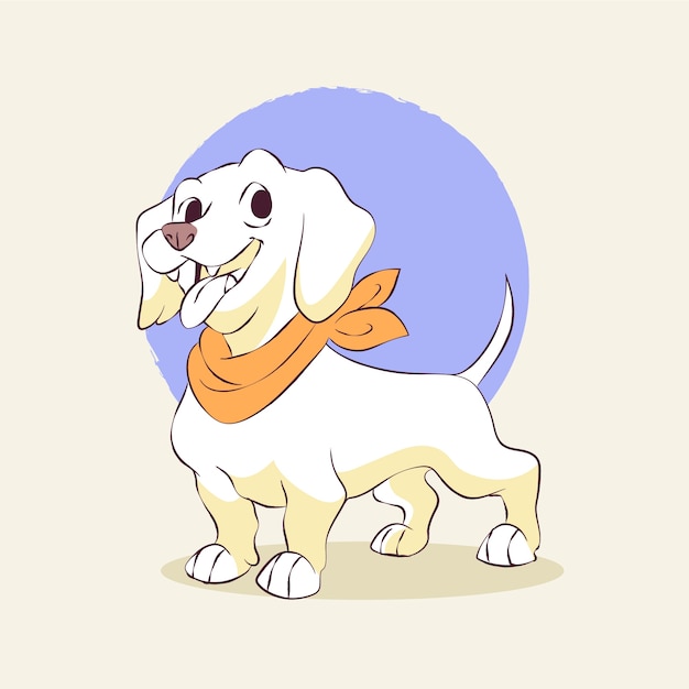 手描きのバンダナ犬のイラスト