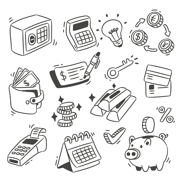 Free vector hand drawn bank doodle illustration