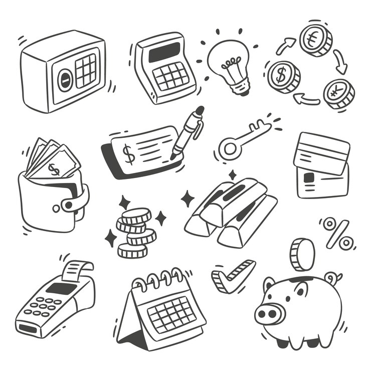 Free Vector hand drawn bank doodle illustration