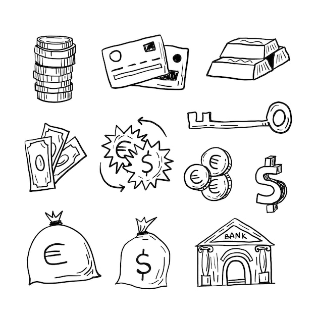 Free vector hand drawn  bank drawing doodle illustration