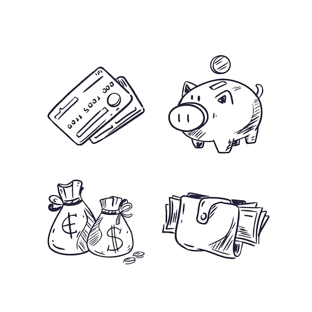 Free vector hand drawn  bank drawing doodle illustration