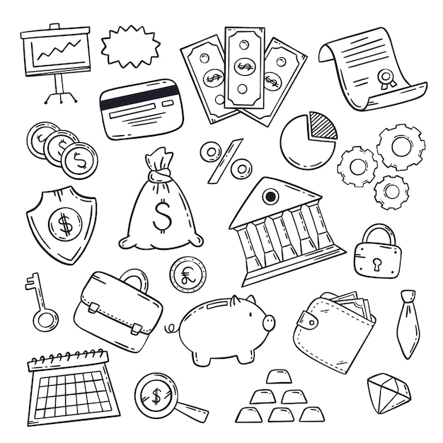 Free vector hand drawn bank drawing doodle illustration