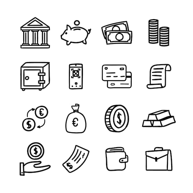 Bank Line Icons Vector & Photo (Free Trial)